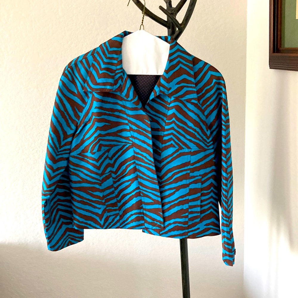 Patrick Christopher Silk Jacket Blazer Animal Pri… - image 1